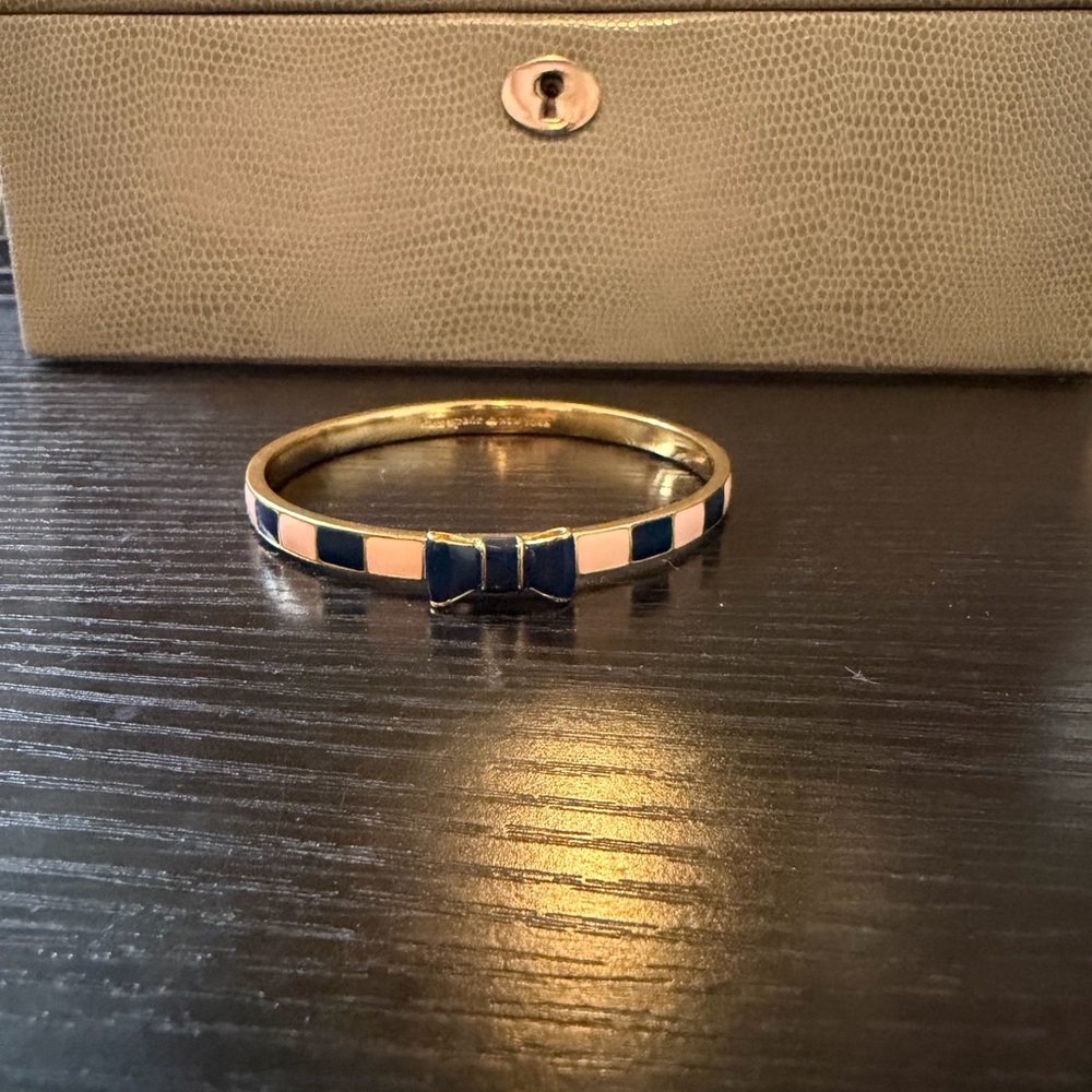 Kate Spade Pink and Navy Bow Bangle Bracelet